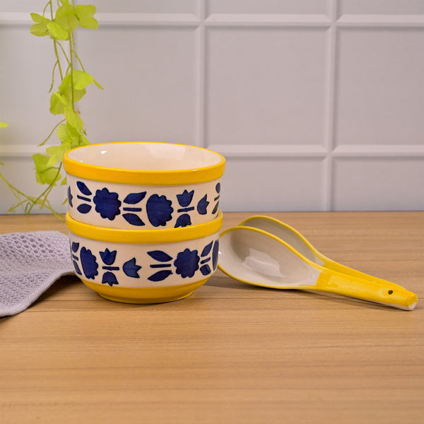 Blue Soup Bowl with Spoon (Set of 2)