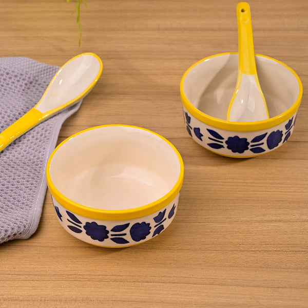 Blue Soup Bowl with Spoon (Set of 2)