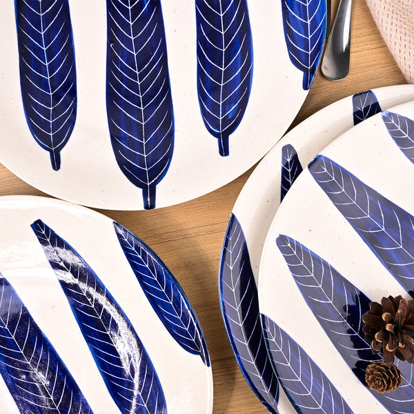 Ashoka Leaf Impressed Dinner Plates Set of 4 (10.5 Inch)