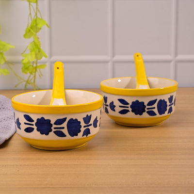 Blue Soup Bowl with Spoon Sets