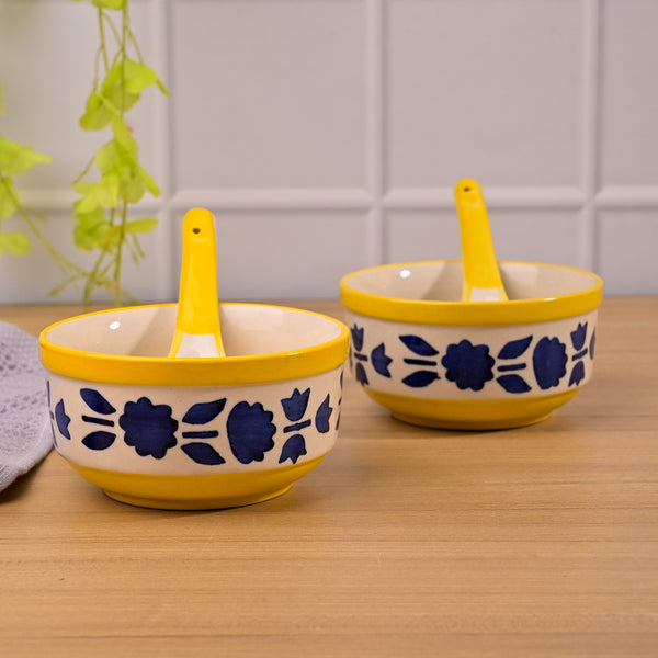 Blue Soup Bowl with Spoon (Set of 2)