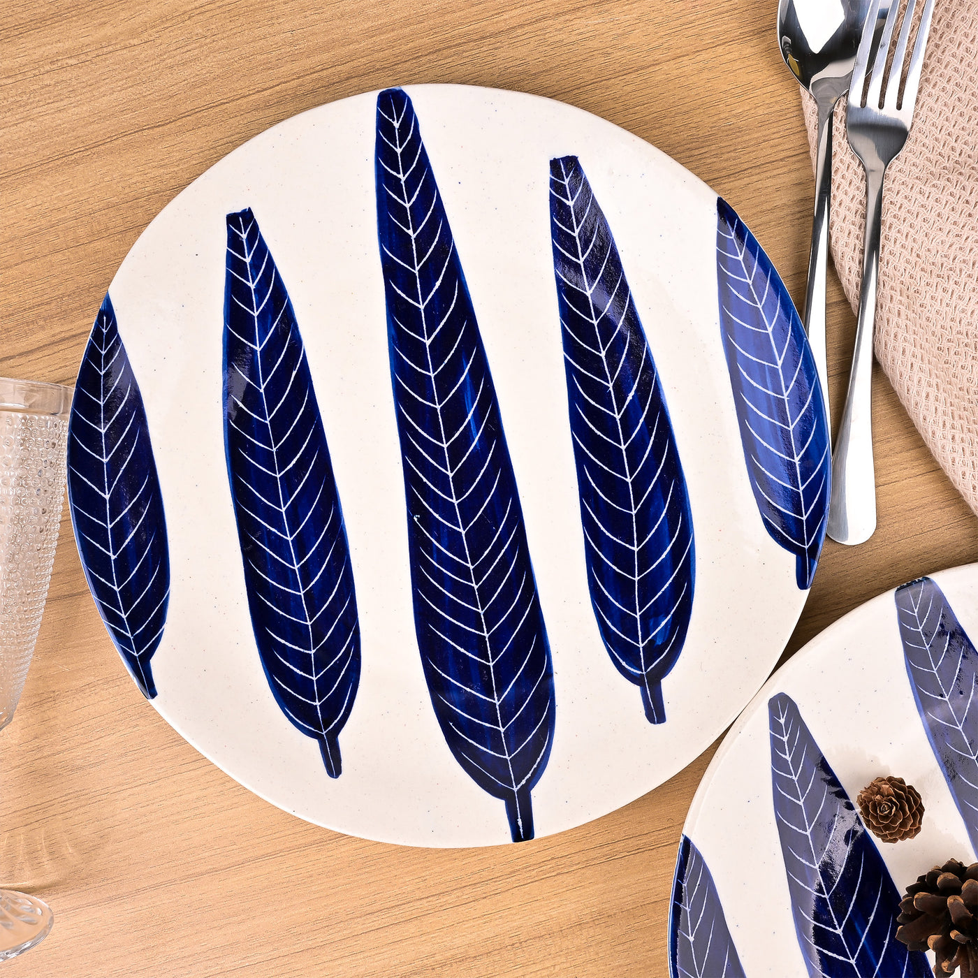 Ashoka Leaf Impressed Dinner Plates Set of 6 (10.5 Inch)