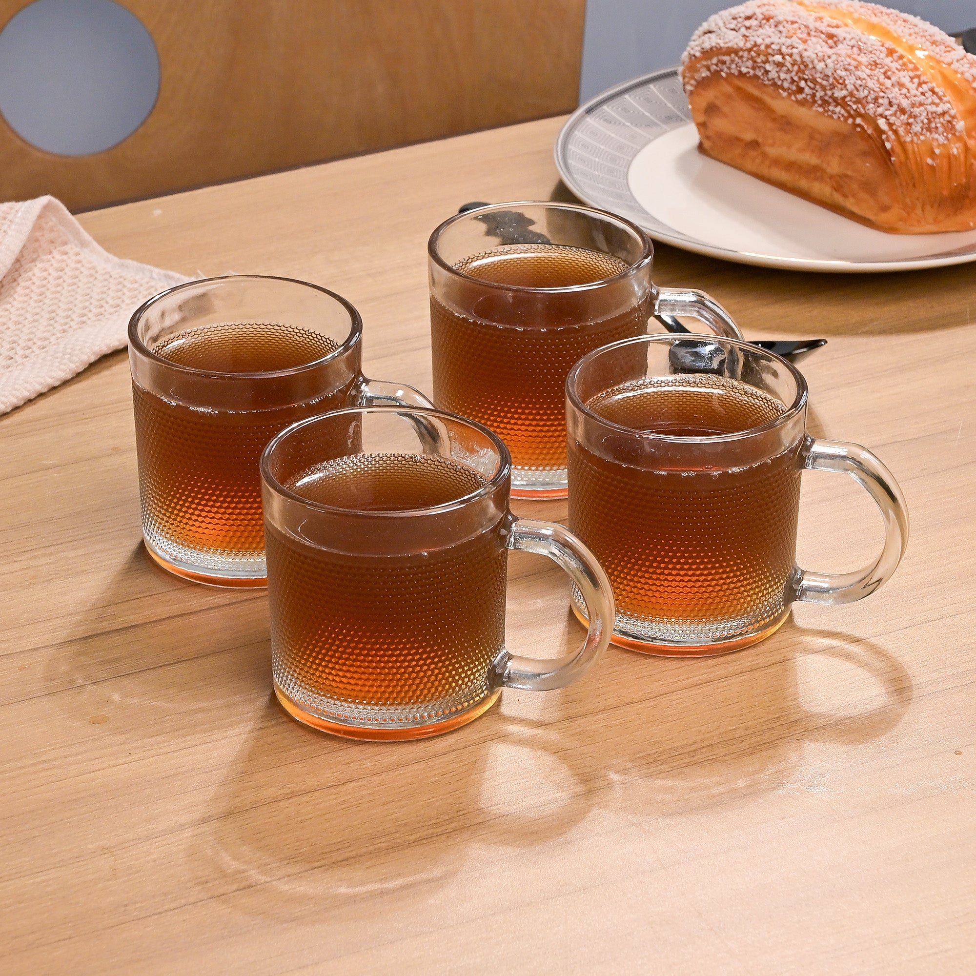 Textured Glass Tea Cup Set of 4
