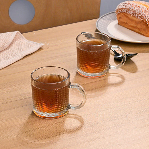 Textured Glass Tea Cup Set of 2