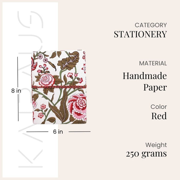 Delicate Floral Handmade Diary (8x6inch)