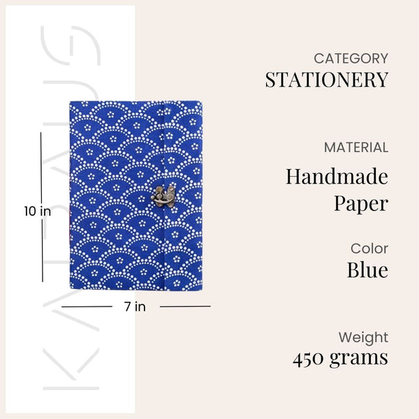 Elegant Blue and White Locking Diary (10x7inch)