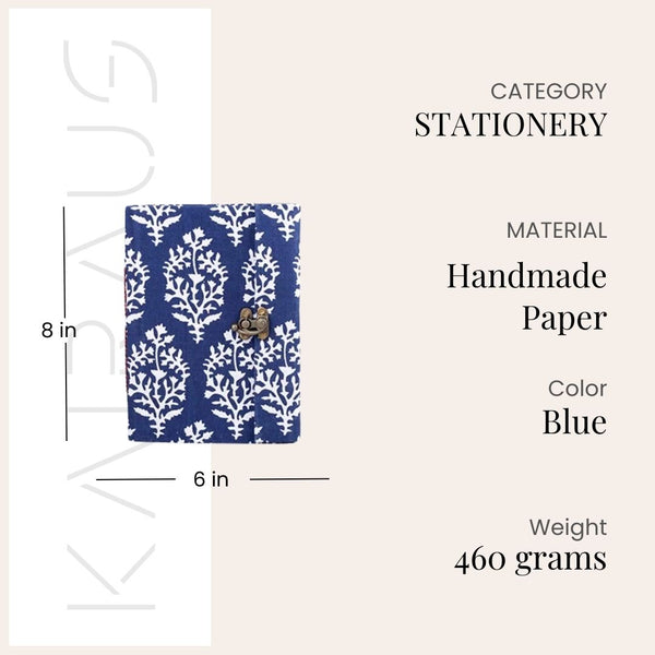 Elegant Dabu Print Locking Diary (8x6inch)