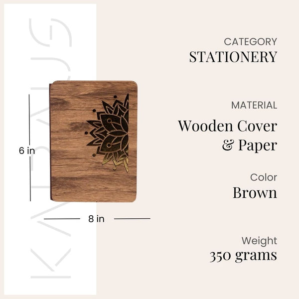 Elegant Wooden Cover Diary (6x8inch)