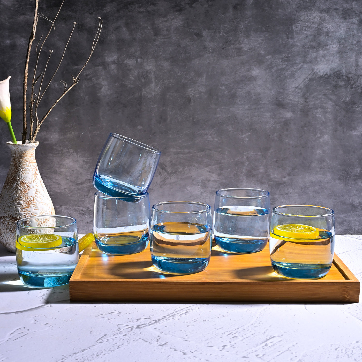 Blue Tinted Juice Glasses (Set of 6)