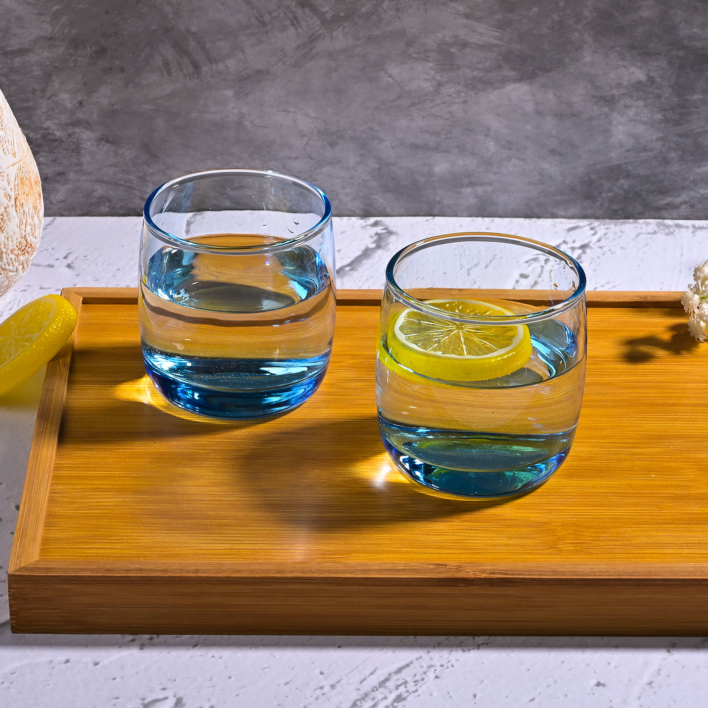 Blue Tinted Juice Glasses (Set of 2)