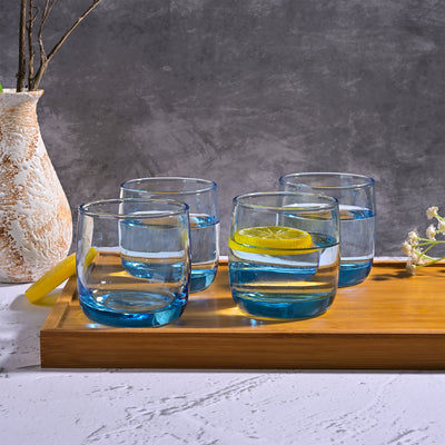 Blue Tinted Juice Glasses (Set of 4)