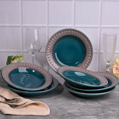 Aesthetic Aqua Ceramic Snack Plates Set (7.5 inch)