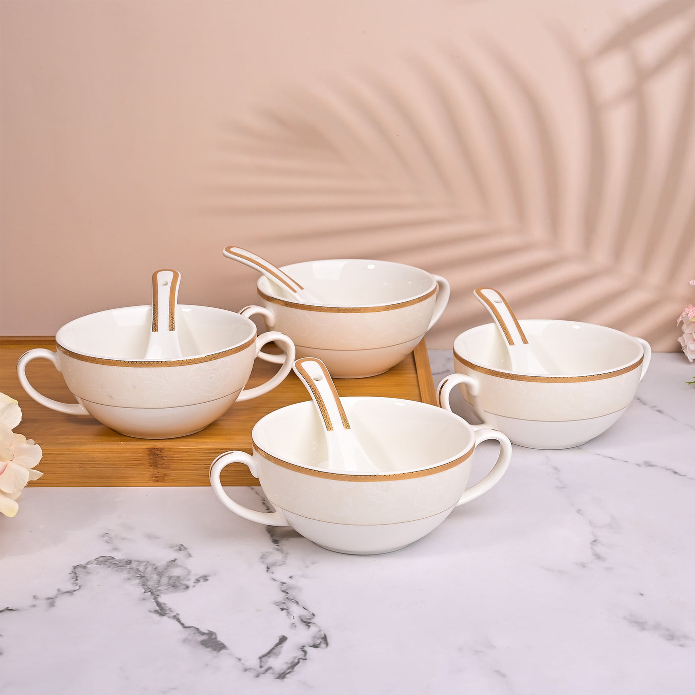 Elegant Porcelain Bowl and Spoon Sets