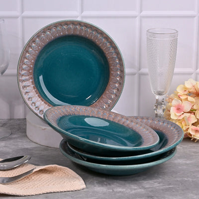 Aesthetic Aqua Ceramic Snack Plates Set (7.5 inch)