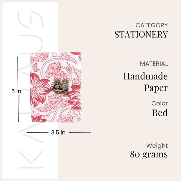 Serene Floral Diary with Lock (5x3.5inch)