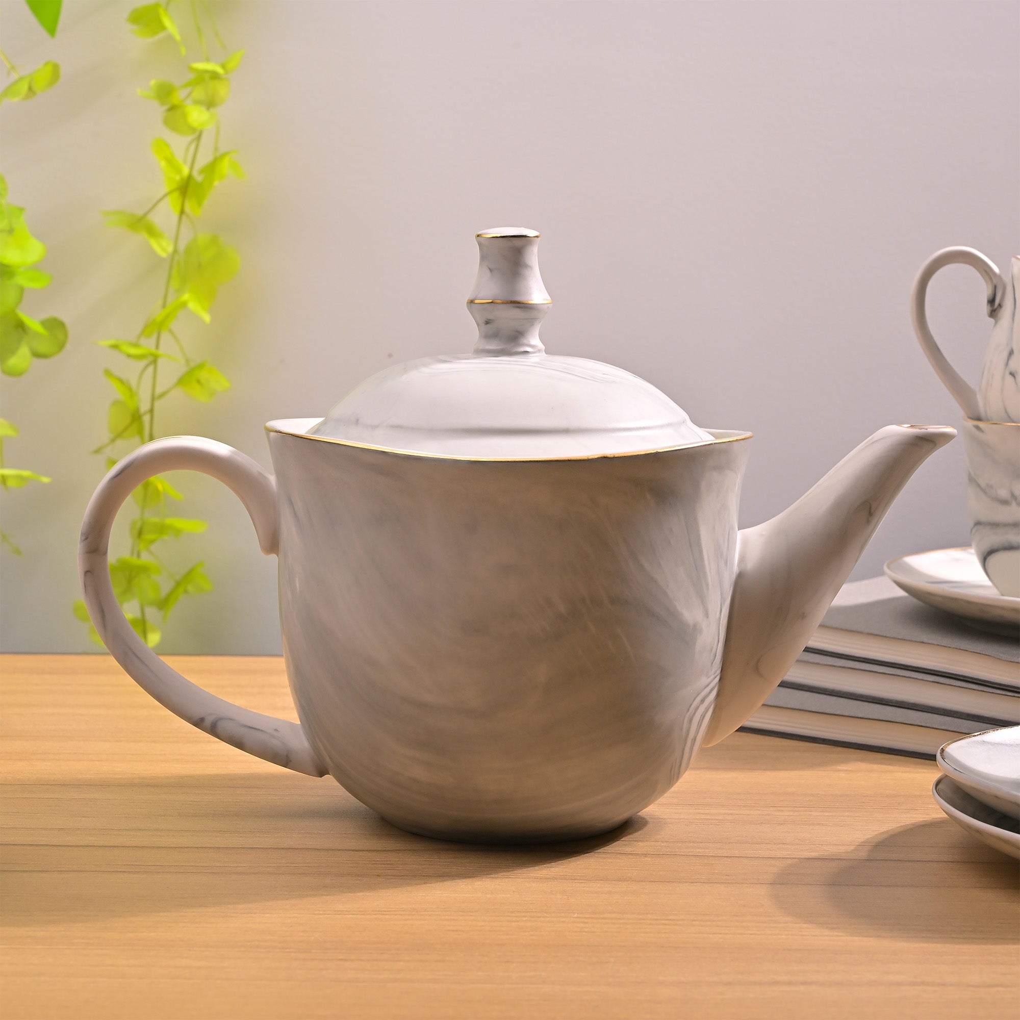 Cloud Grey Ceramic Tea Kettle Set with Cups – Kairaus