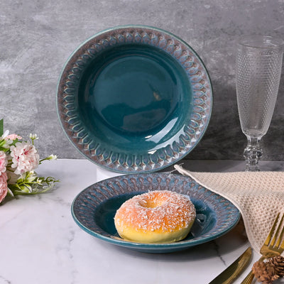 Aesthetic Aqua Ceramic Snack Plates Set (7.5 inch)