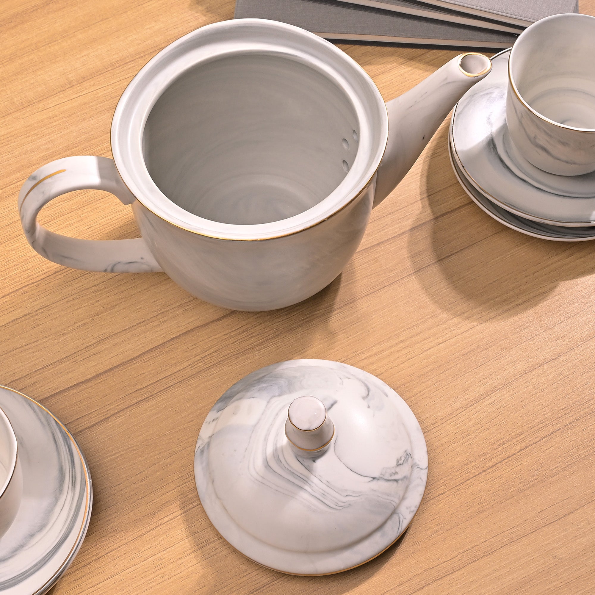 Cloud Grey Ceramic Tea Kettle and Cup Set – Kairaus