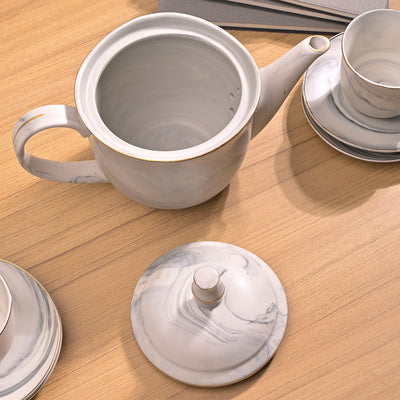 Cloud Grey Ceramic Tea Kettle and Cup Set – Kairaus