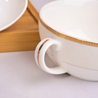 Elegant Porcelain White Bowl with Spoon Sets