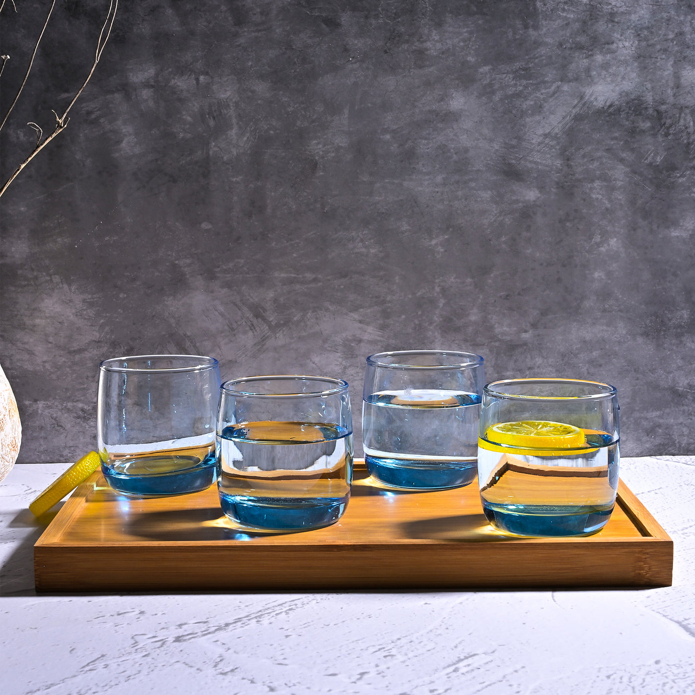 Blue Tinted Juice Glasses (Set of 4)