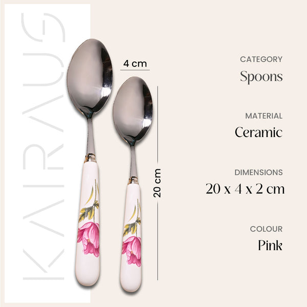 Regal Rose Print Ceramic-Handled Spoons (Set of 2)