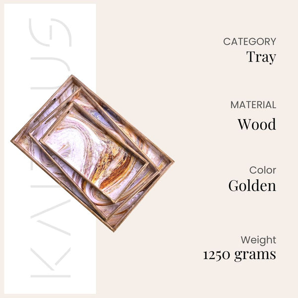 Swirling Marble Wooden Tray (Set of 3)