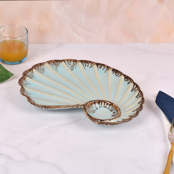 Antique Sky Blue Shell Platter