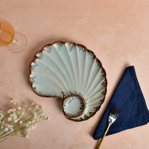 Antique Sky Blue Shell Platter