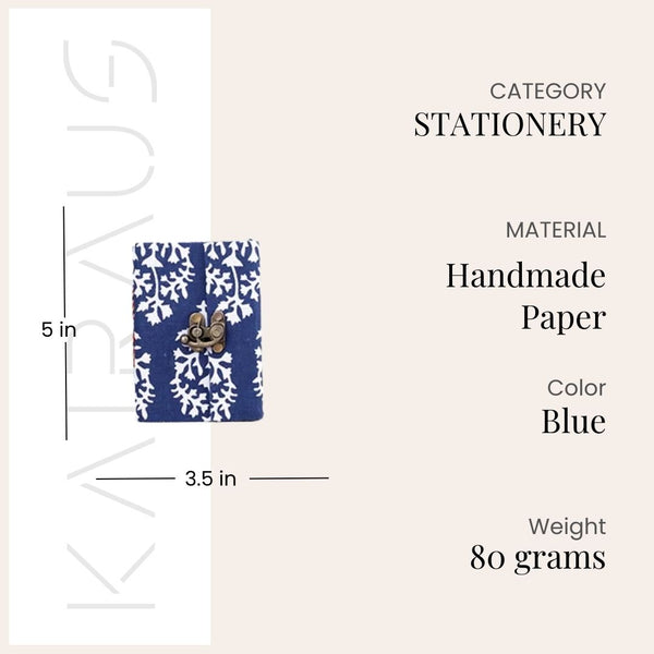 Enchanted Blue Diary with Lock (5x3.5inch)