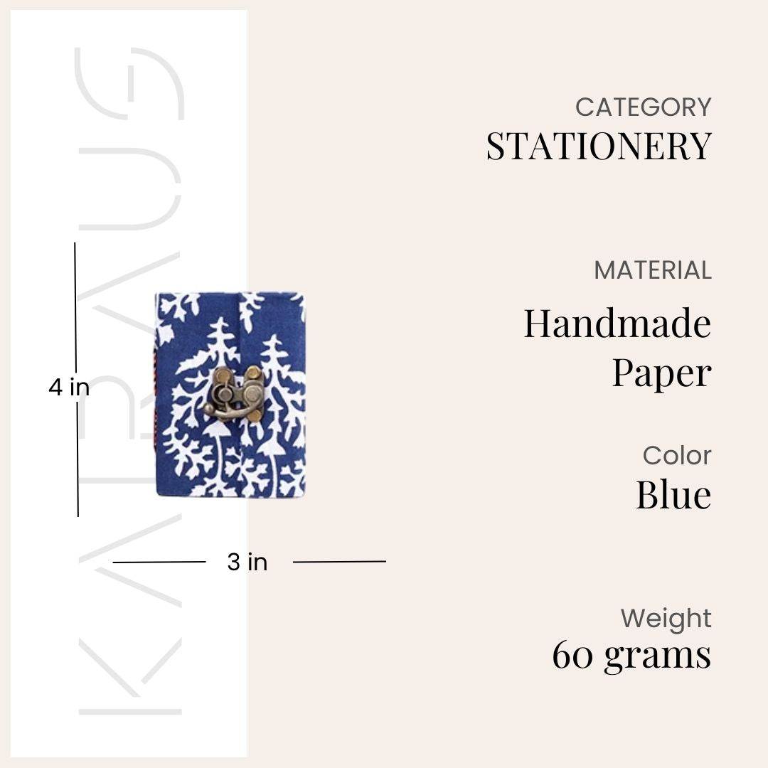 Fabric Covered Diary with Lock (4x3inch)