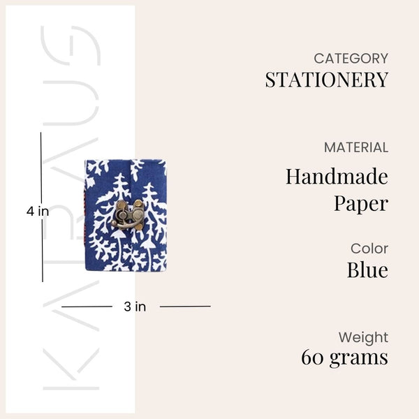 Fabric Covered Diary with Lock (4x3inch)