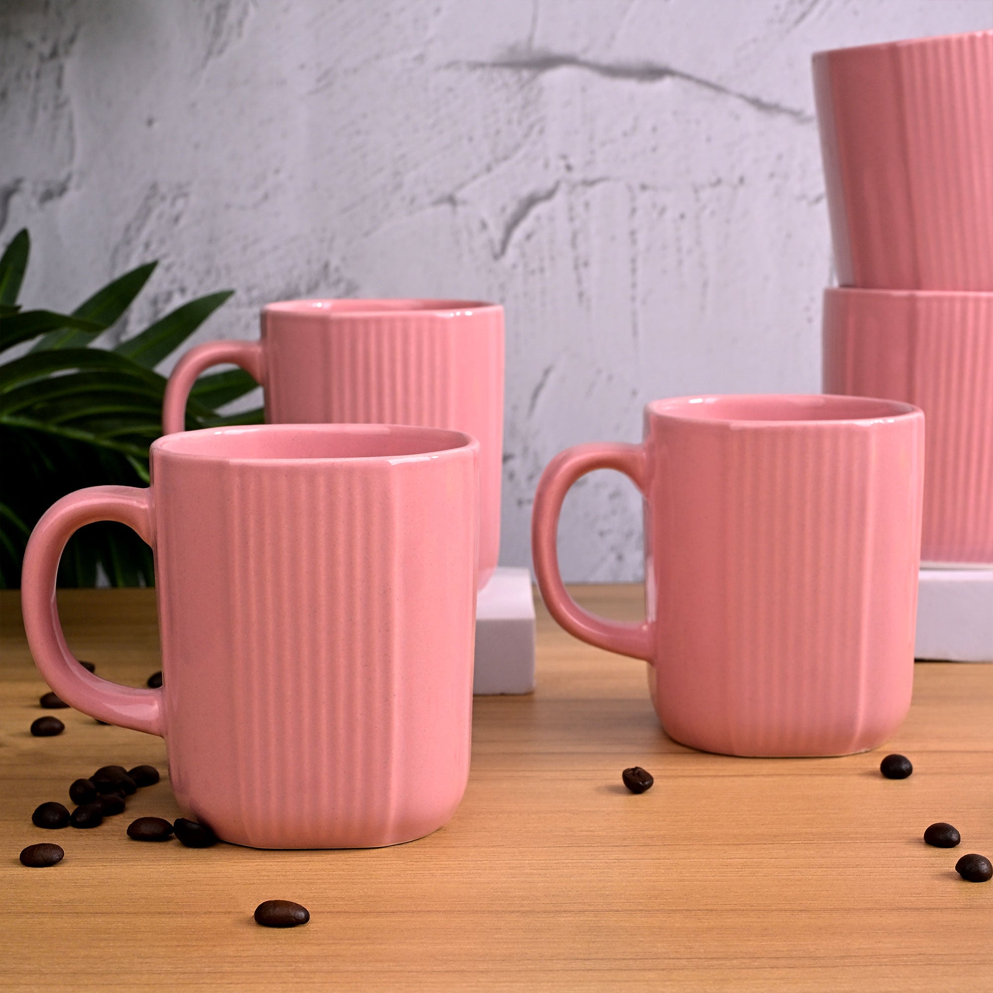 Pastel Pink Ceramic Coffee Mug Set of 6