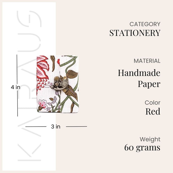 Floral Pattern Diary with Lock (4x3inch)