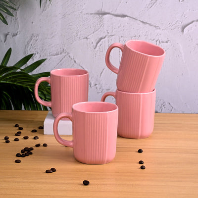 Pastel Pink Ceramic Coffee Mug Set of 4