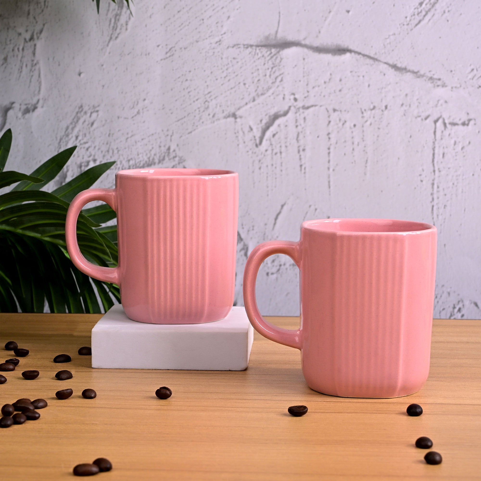 Pastel Pink Ceramic Coffee Mug Set of 2