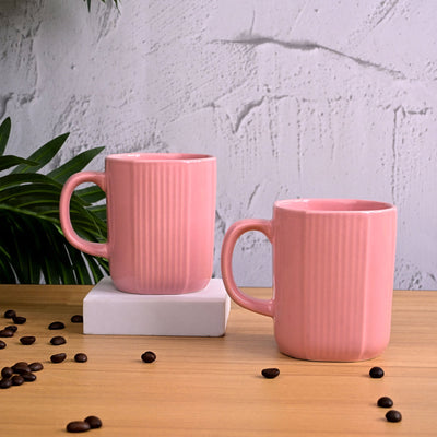 Pastel Pink Ceramic Coffee Mug Set of 2