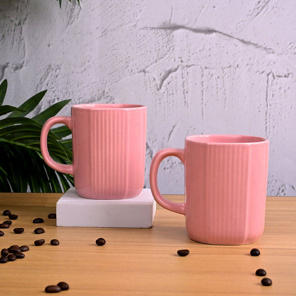 Pastel Pink Ceramic Coffee Mug Set of 2