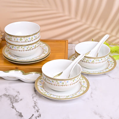 Elegant Porcelain Bowl and Spoon Sets