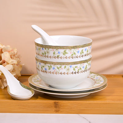Elegant Porcelain Bowl and Spoon Sets