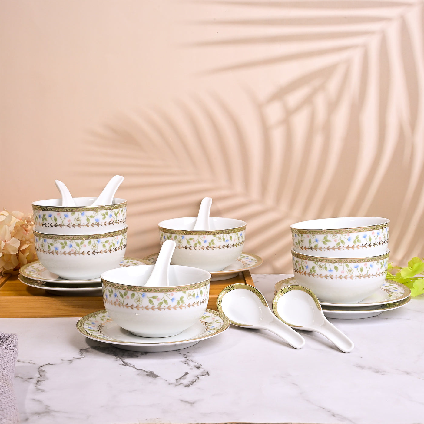 Elegant Porcelain Bowl and Spoon Sets