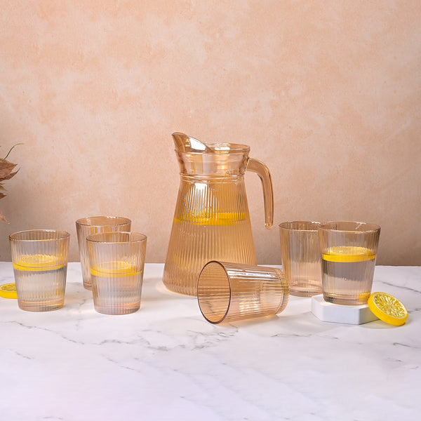 Amber-Tinted Glass Jug Set