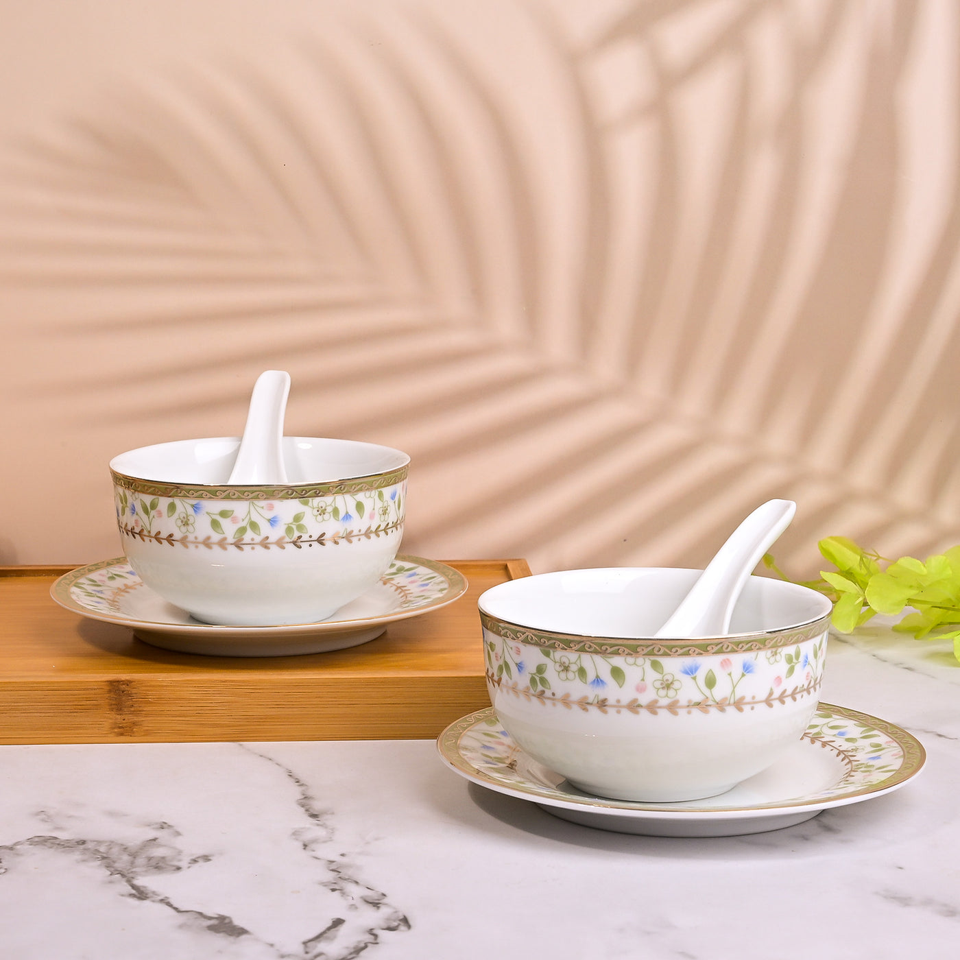 Elegant Porcelain Bowl and Spoon Sets