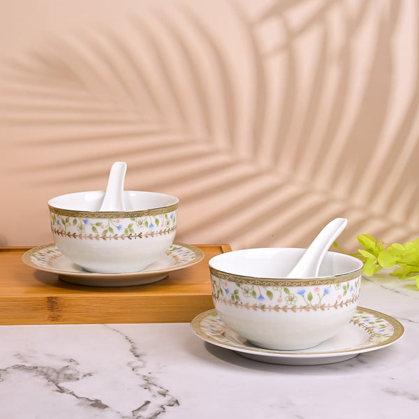 Elegant Porcelain Bowl and Spoon (Set of 2)