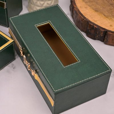 Luxury Green Leather Bathroom Accessory Set