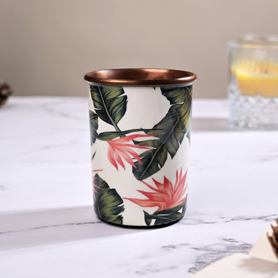 Tropical Printed Copper Bottle With Glass Set