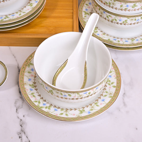 Elegant Porcelain Bowl and Spoon (Set of 6)