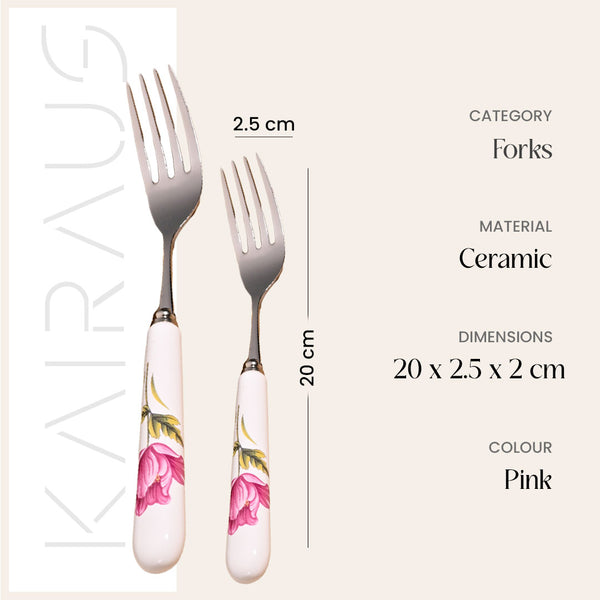 Regal Rose Ceramic-Handled Forks (Set of 2)