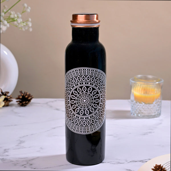 Mandala Printed Copper Bottle With Glass Set