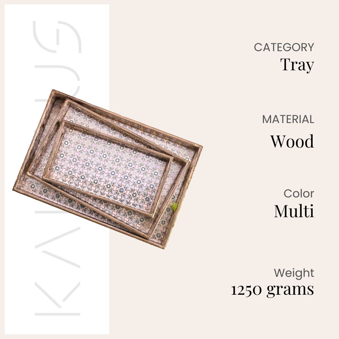 Ethnic Floral Serving Tray (Set of 3)